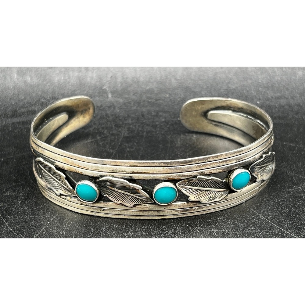 Vtg 1970s Bell Sterling Solid Sterling Silver Bracelet Southwestern Turquoise
